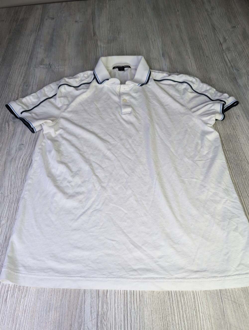 Michael Kors Men's Short Sleeve Logo Tape Pique Polo Shirt White Size S